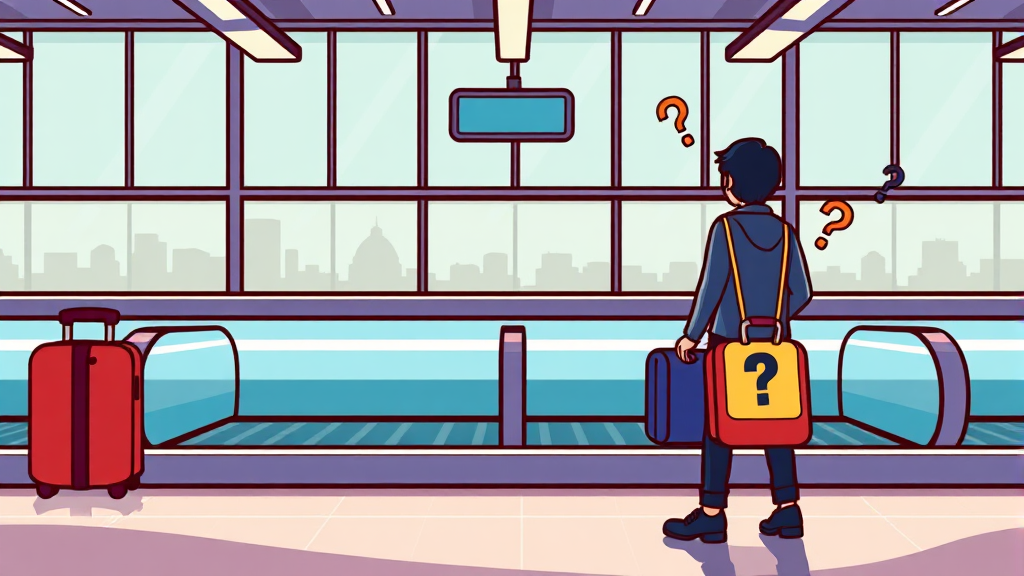 수하물 분실 배상 청구 방법 (cartoon 스타일)