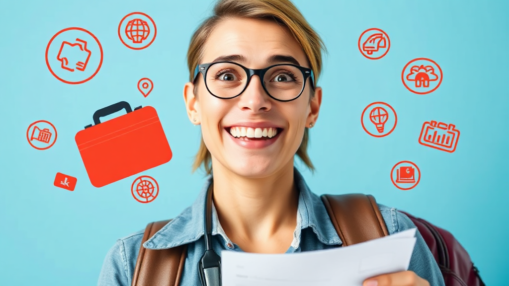 여행자 보험 및 카드사 혜택 (realistic 스타일)