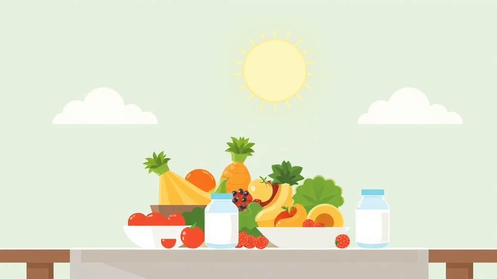 관절에 좋은 음식과 영양소 (illustration 스타일)